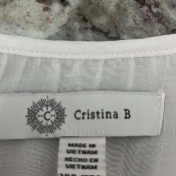 Cristina B Ladies' Sleeveless Blouse White Size XL - Picture 3 of 3